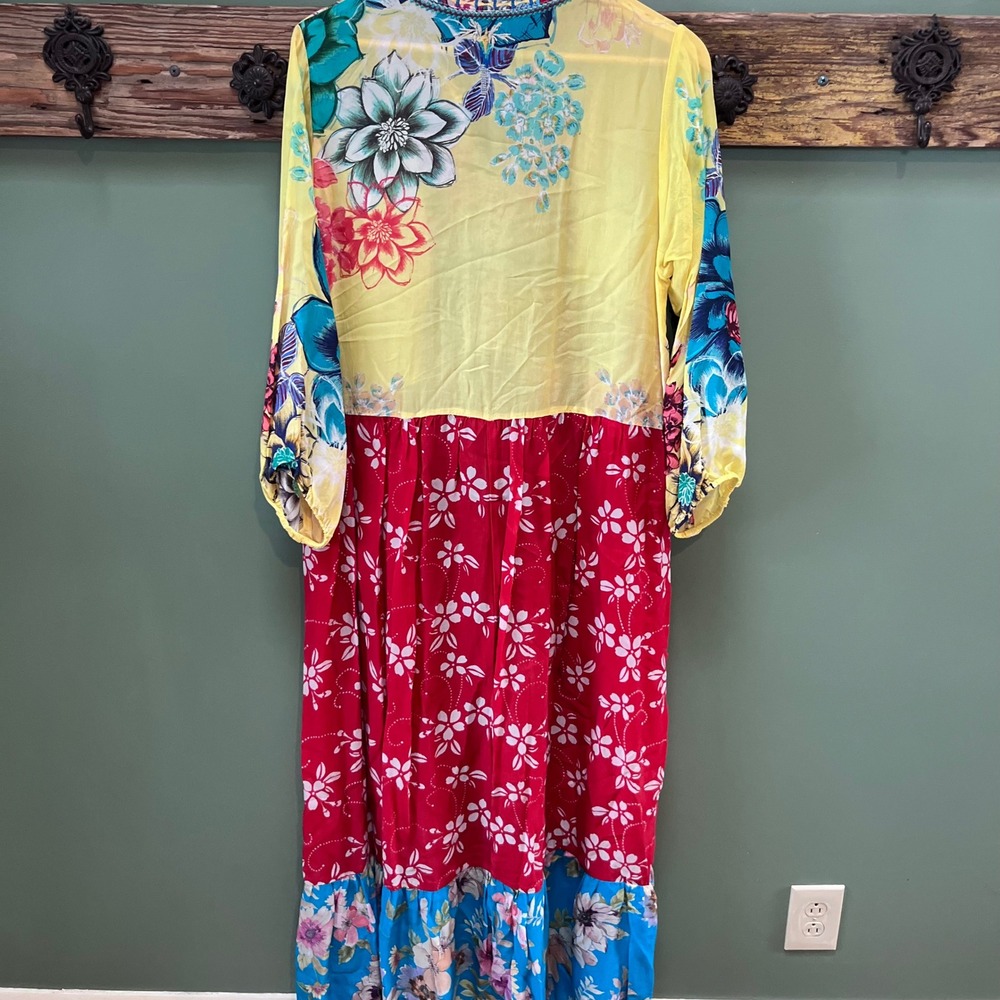 Johnny Was Bohemian Patchwork Floral Maxi Dress Size M - Picture 7 of 8